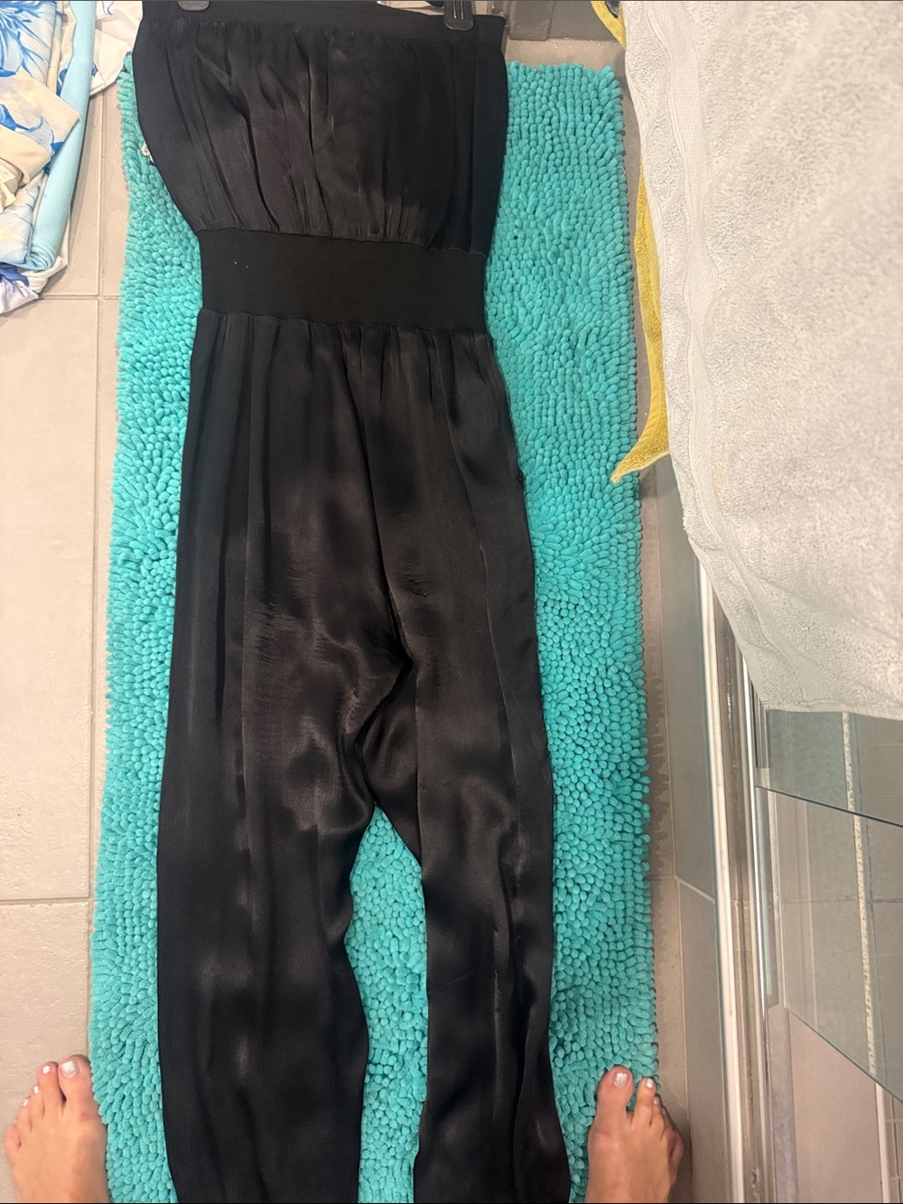 Black Strapless Jumpsuit with Elastic Waistband